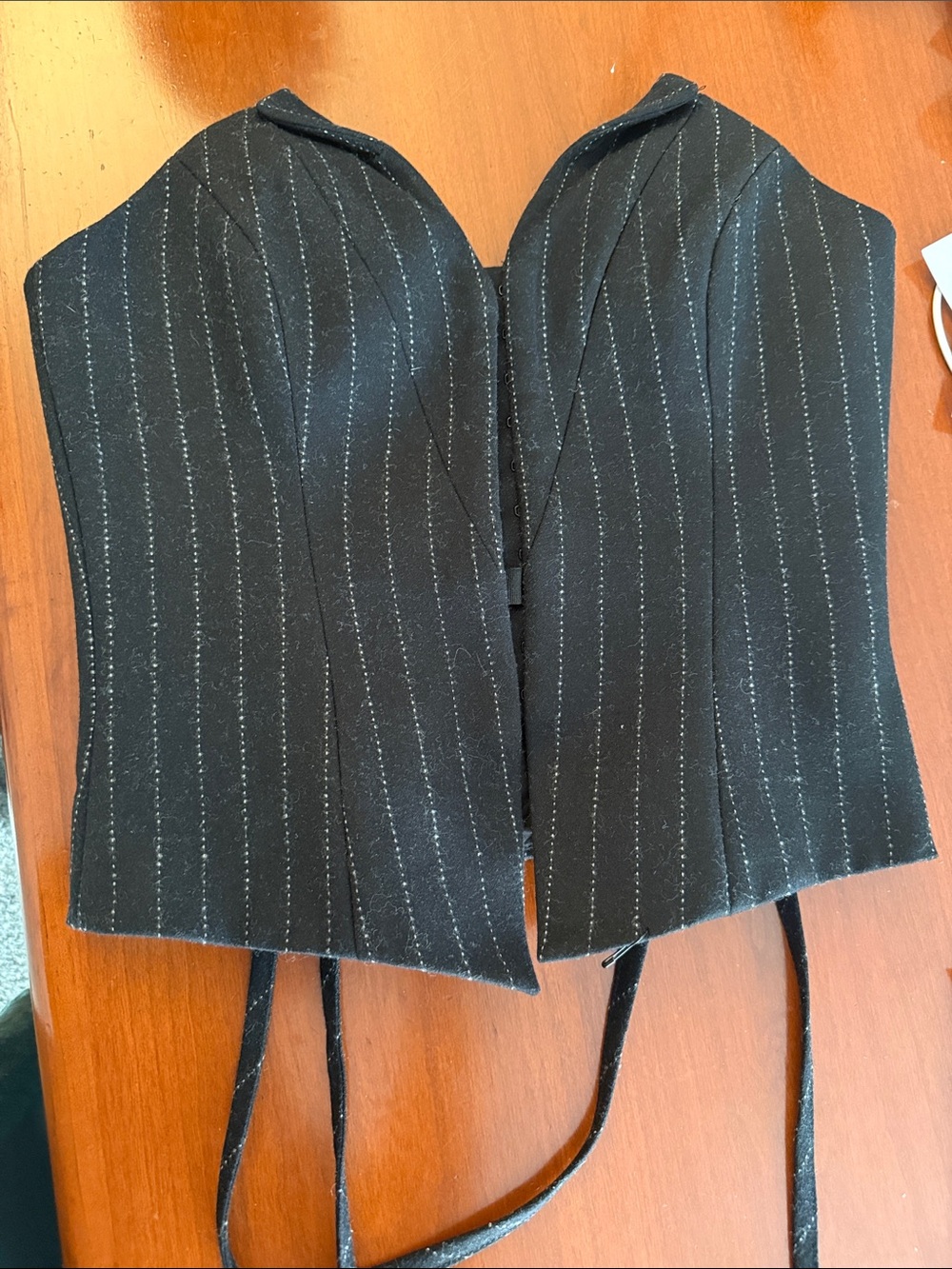 H&M Black Pinstripe Strapless Corset Top